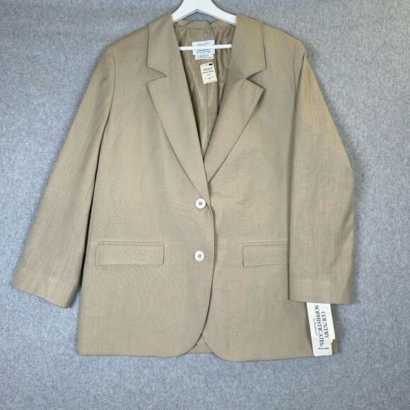 Country Sophisticates Pendleton Womens 18W Silk Blend Blazer & Skirt Set Tan NWT - Picture 2 of 13
